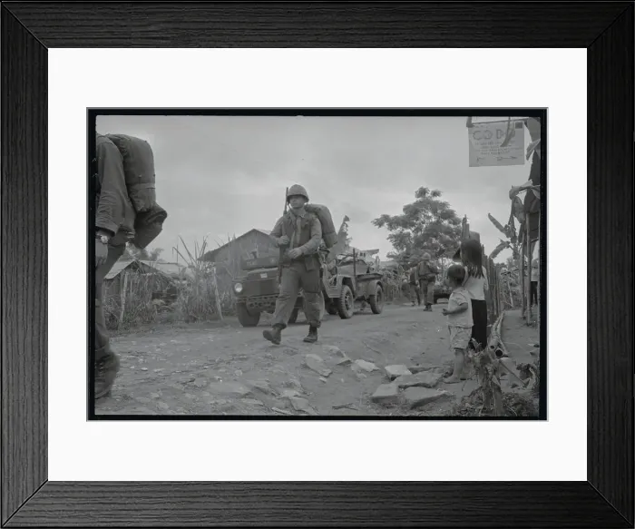 Framed Print : Vietnamese Children Watching Marines Pass By Framed Print : Vietnamese Children Watching Marines Pass By