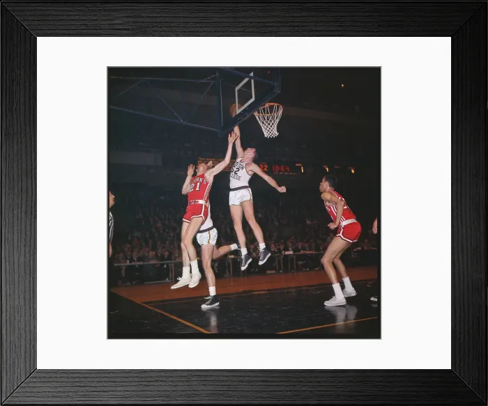 Framed Print : Basketball Players Fighting for Score Framed Print : Basketball Players Fighting for Score