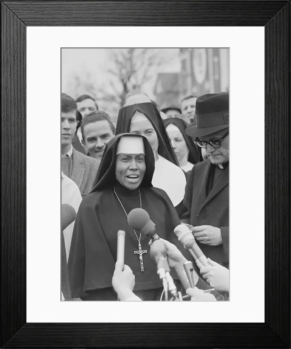 Framed Print : Nun Giving a Statement Framed Print : Nun Giving a Statement