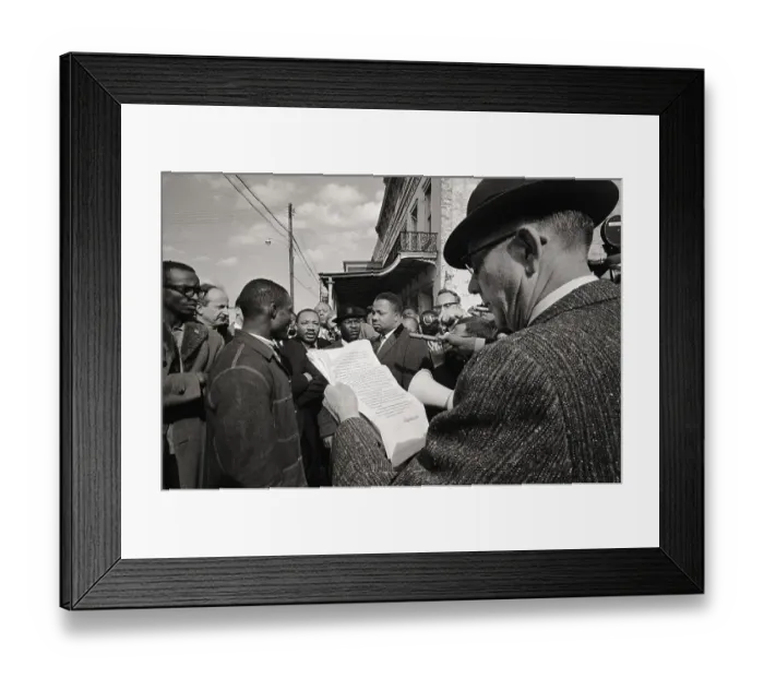 Framed Print : Marshal Reads Injunction To Mlk & Group Framed Print : Marshal Reads Injunction To Mlk & Group