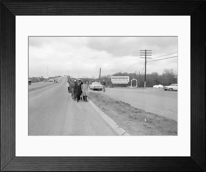 Framed Print : Marchers Crossing Bridge in March Framed Print : Marchers Crossing Bridge in March
