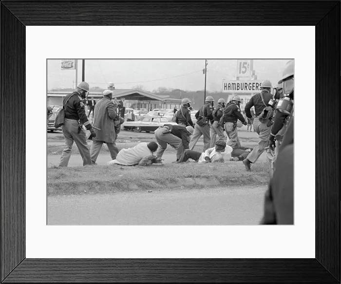 Framed Print : Police By Fallen Civil Rights Protesters Framed Print : Police By Fallen Civil Rights Protesters