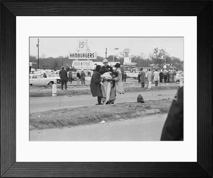 Framed Print : State Trooper Watches Friends Aiding Unconscious Woman Framed Print : State Trooper Watches Friends Aiding Unconscious Woman