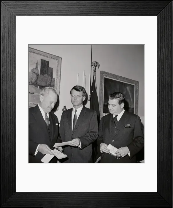 Framed Print : William Benton Giving Robert Kennedy a Check