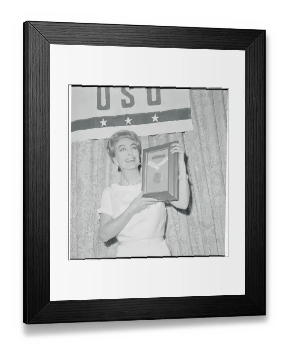 Framed Print : Actress Joan Crawford Holding Woman of the Year Trophy Framed Print : Actress Joan Crawford Holding Woman of the Year Trophy