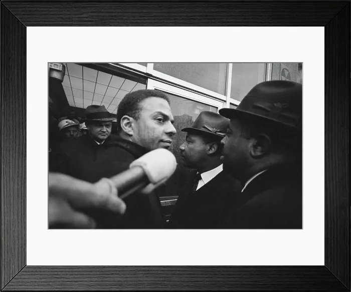 Framed Print : White Sheriff Blocking African Am Leader Framed Print : White Sheriff Blocking African Am Leader