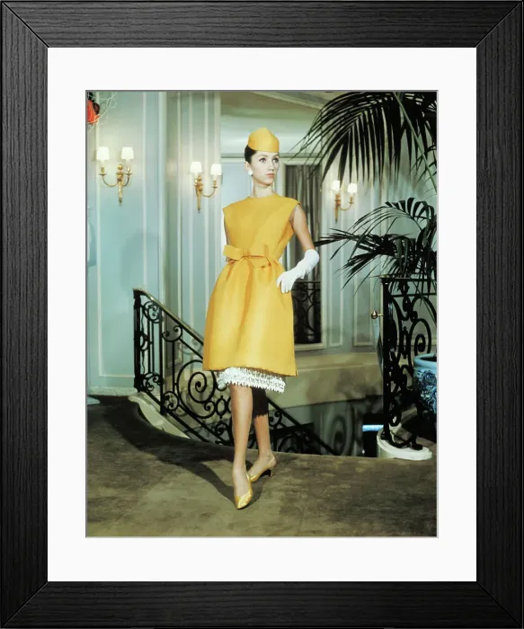Framed Print : Model Wearing Marc Bohan Cocktail Dress Framed Print : Model Wearing Marc Bohan Cocktail Dress