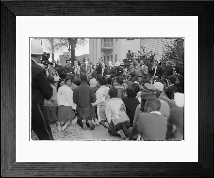 Framed Print : Civil Rights Marchers Praying in Street Framed Print : Civil Rights Marchers Praying in Street