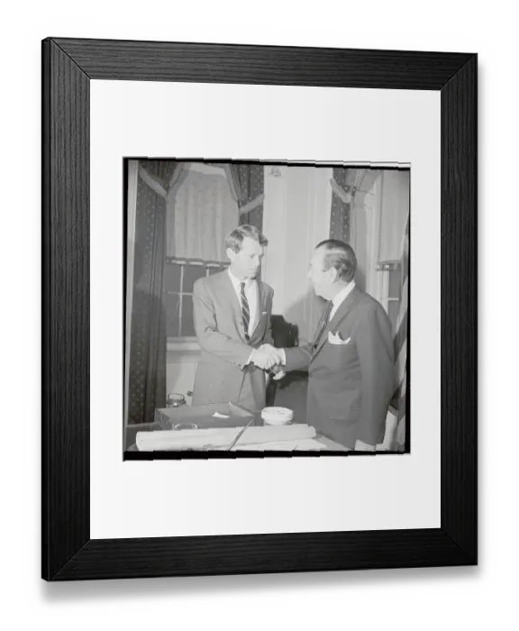Framed Print : Robert Kennedy Shaking Hands with Robert Wagner Framed Print : Robert Kennedy Shaking Hands with Robert Wagner