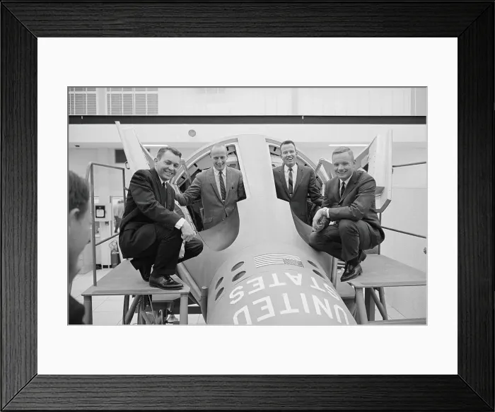 Framed Print : Astronauts Posing with Flight Simulator Framed Print : Astronauts Posing with Flight Simulator