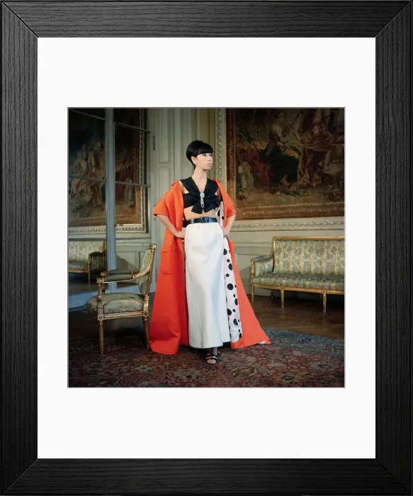Framed Print : Model Wearing Evening Ensemble from Nina Ricci Collection Framed Print : Model Wearing Evening Ensemble from Nina Ricci Collection