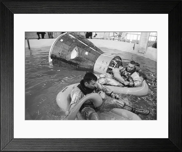 Framed Print : John Young and Gus Grissom Floatation Test Framed Print : John Young and Gus Grissom Floatation Test