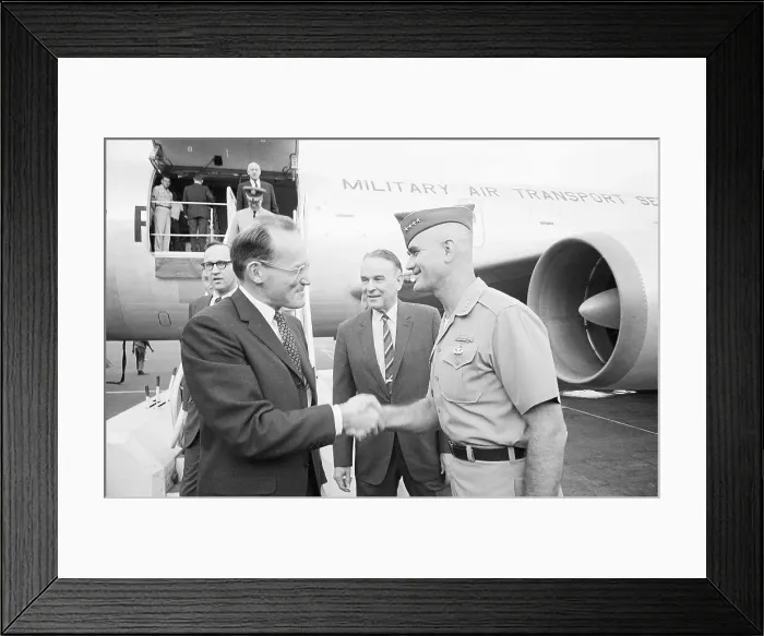 Framed Print : Mcgeorge Bundy Shakes Hands W / Westmorela Framed Print : Mcgeorge Bundy Shakes Hands W / Westmorela