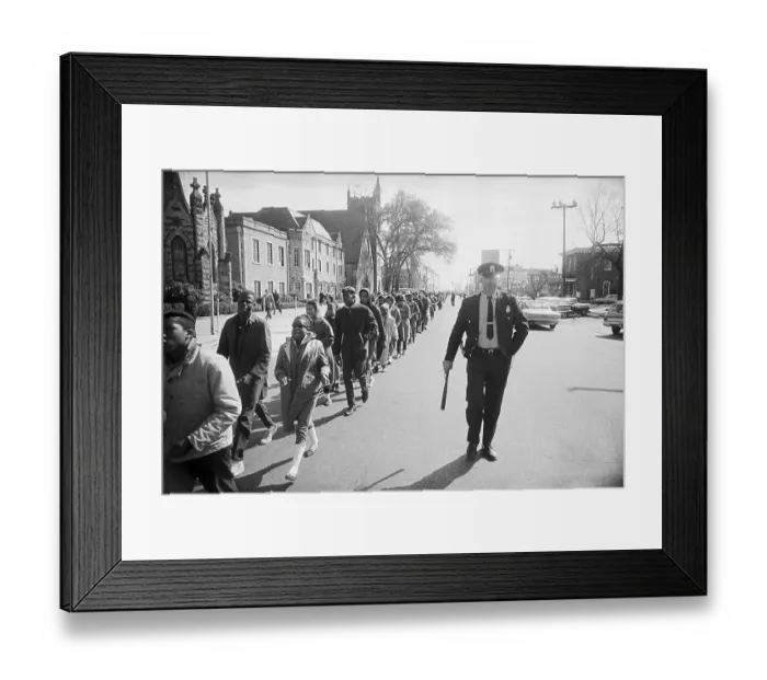 Framed Print : Police Escorting Students Framed Print : Police Escorting Students
