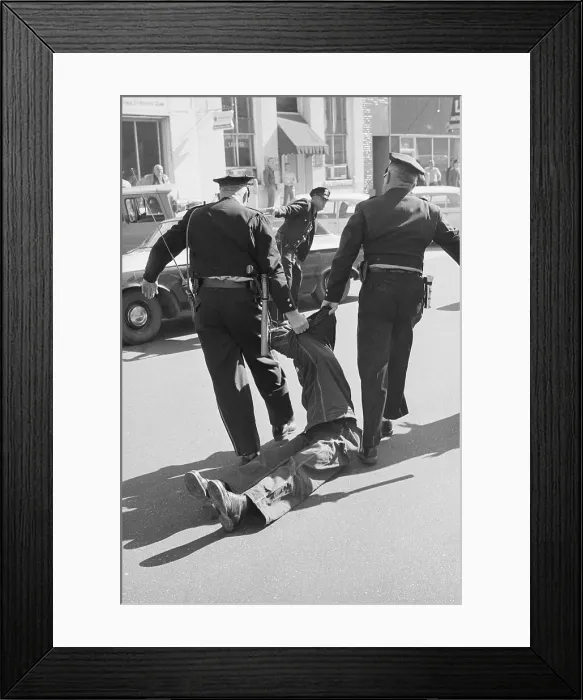 Framed Print : Police Dragging African-American Man Framed Print : Police Dragging African-American Man