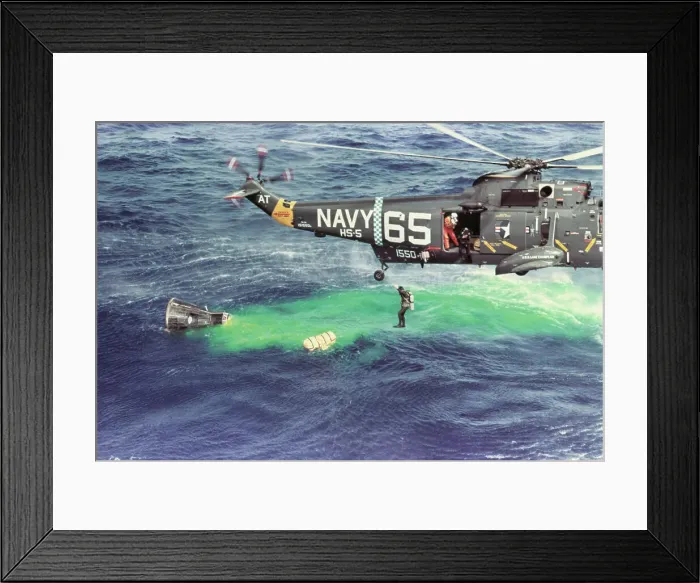 Framed Print : Diver Going to Retrieve Gemini Spacecraft Framed Print : Diver Going to Retrieve Gemini Spacecraft