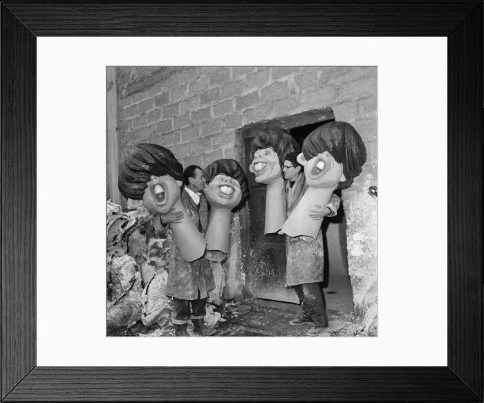 Framed Print : The Beatles Constructed of Papier Mache Framed Print : The Beatles Constructed of Papier Mache