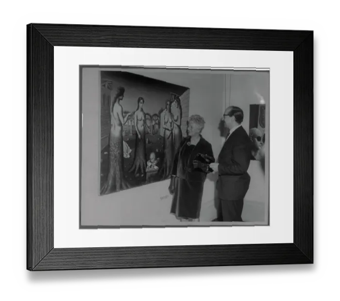 Framed Print : Man, Woman Looking At Painting Framed Print : Man, Woman Looking At Painting