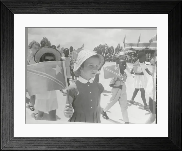 Framed Print : Youngsters Parading with Flags Framed Print : Youngsters Parading with Flags