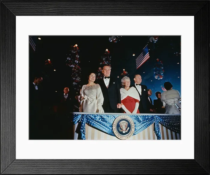 Framed Print : Lyndon Johnson with Hubert Humphrey and Others