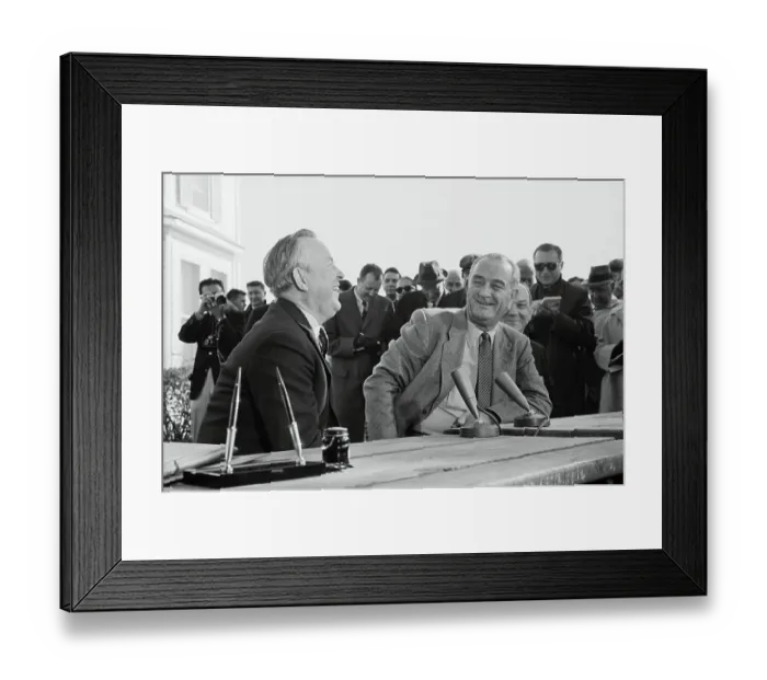 Framed Print : Lester Pearson and Lyndon Johnson Laughing