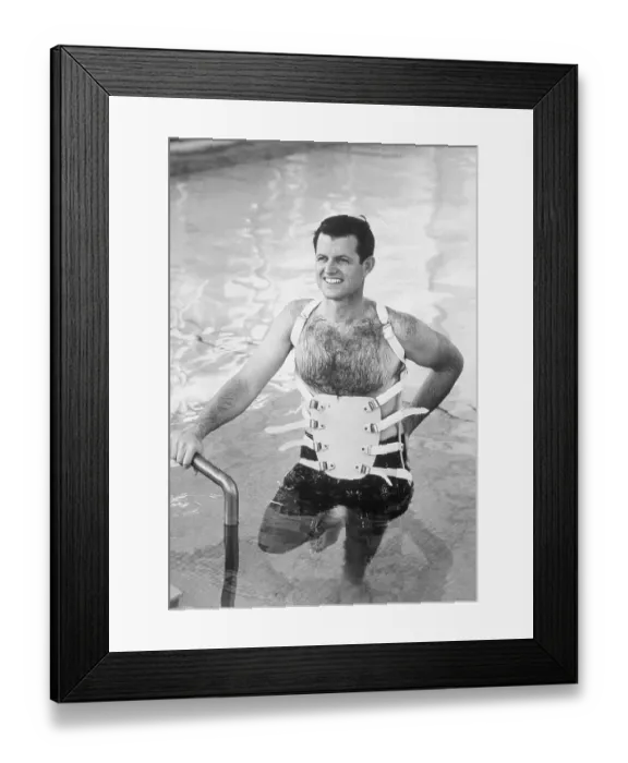 Framed Print : Senator Kennedy in a Back Brace Framed Print : Senator Kennedy in a Back Brace