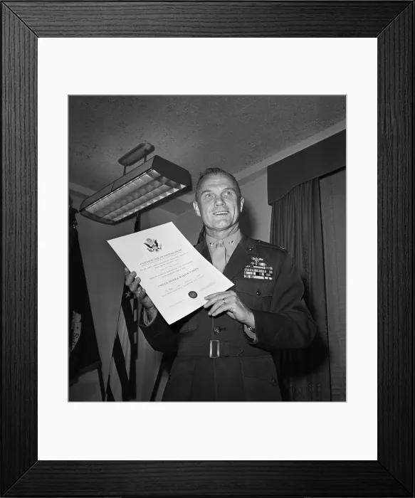 Framed Print : John Glenn Holding Document Framed Print : John Glenn Holding Document