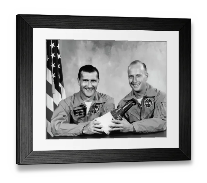 Framed Print : Astronauts Smile Hold Spacecraft Model Framed Print : Astronauts Smile Hold Spacecraft Model