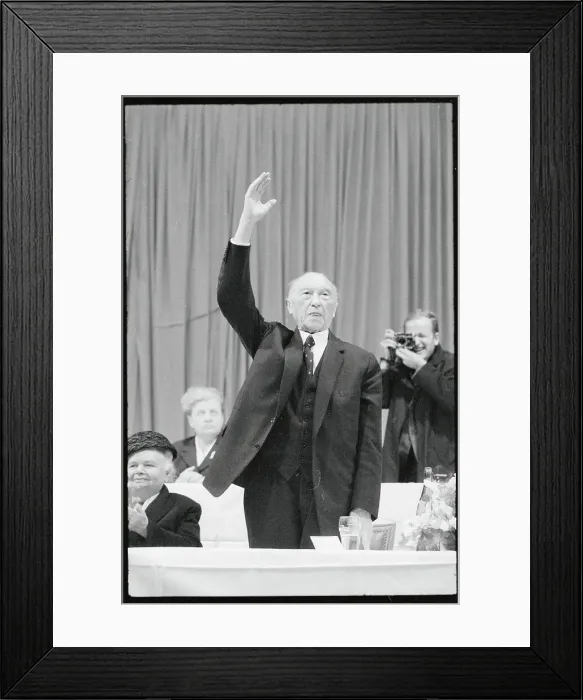 Framed Print : Konrad Adenauer Raising His Arm Framed Print : Konrad Adenauer Raising His Arm