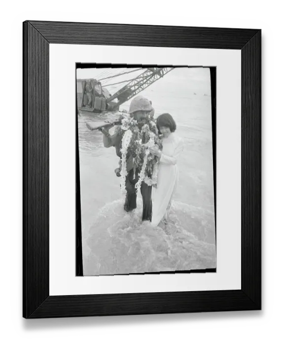 Framed Print : American Marine on Vietnam Tour Receiving a Welcoming Flower Framed Print : American Marine on Vietnam Tour Receiving a Welcoming Flower