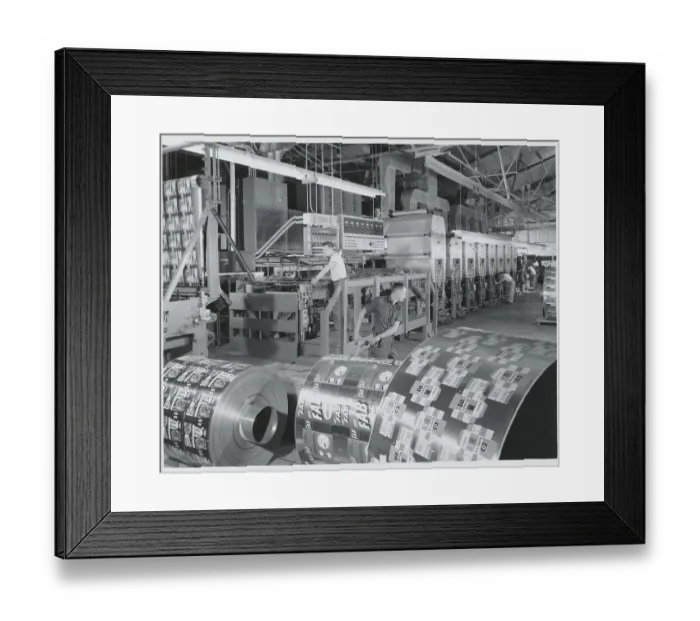 Framed Print : Men Rolling Out Aluminum Foil Framed Print : Men Rolling Out Aluminum Foil