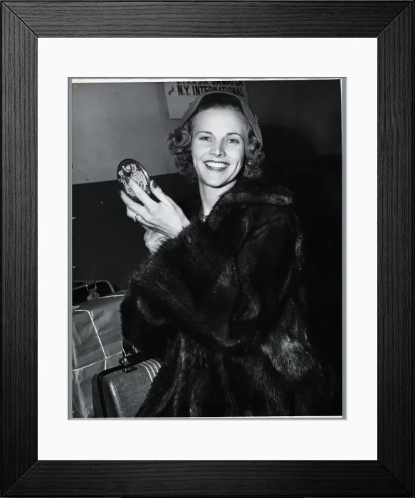 Framed Print : Smiling Honor Blackman In Fur Framed Print : Smiling Honor Blackman In Fur
