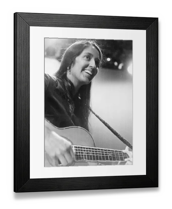 Framed Print : Joan Baez Playing Guitar Framed Print : Joan Baez Playing Guitar