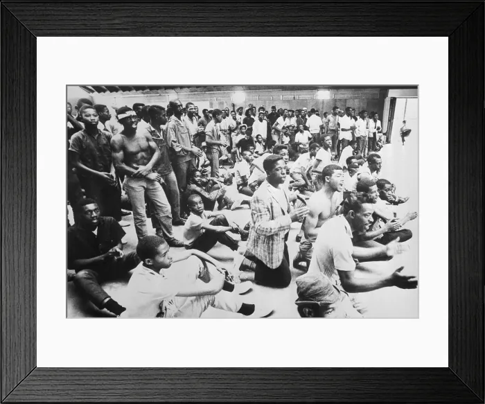 Framed Print : Black Demonstrators Sitting and Singing Framed Print : Black Demonstrators Sitting and Singing