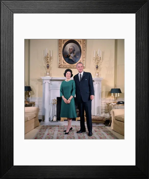Framed Print : Lyndon Johnson and His Wife Smiling
