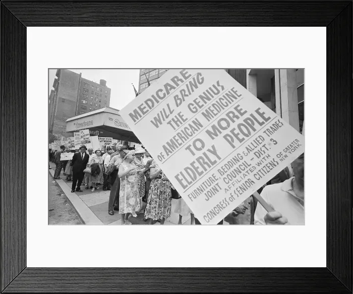 Framed Print : Retired Senior Citizens Carrying Pro-Medicare Signs Framed Print : Retired Senior Citizens Carrying Pro-Medicare Signs
