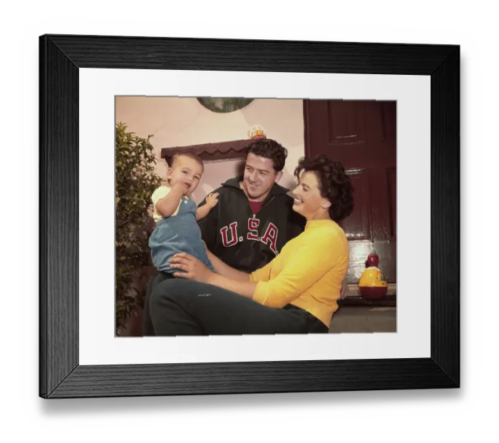 Framed Print : Harold Connolly with Olga Fikotova and Their Son Framed Print : Harold Connolly with Olga Fikotova and Their Son