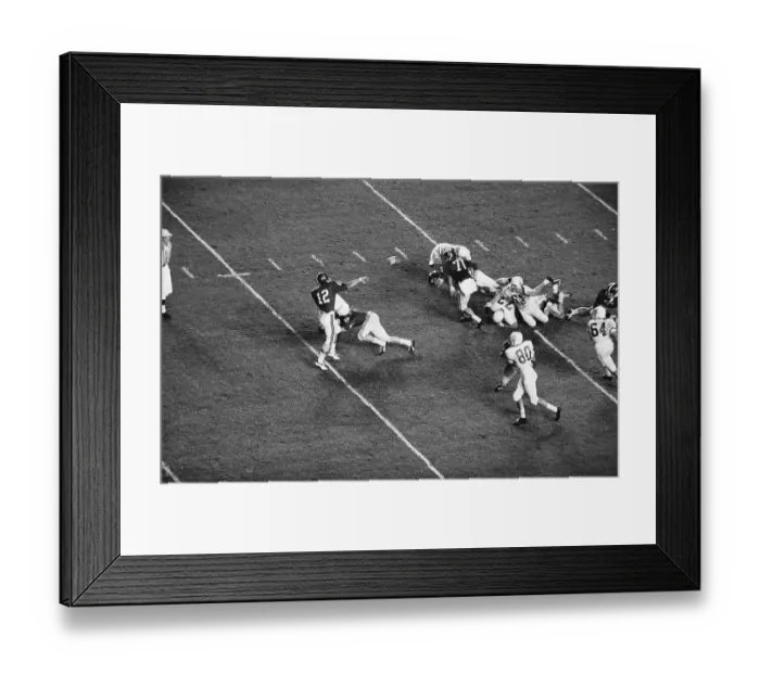 Framed Print : Overhead Action Shot Joe Namath Passing