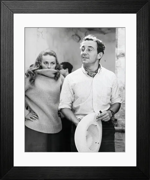 Framed Print : Jeanne Moreau And Louis Malle; Movie Set Framed Print : Jeanne Moreau And Louis Malle; Movie Set