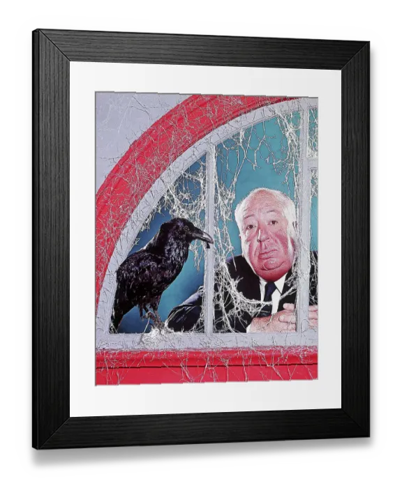 Framed Print : Alfred Hitchcock with Raven Framed Print : Alfred Hitchcock with Raven