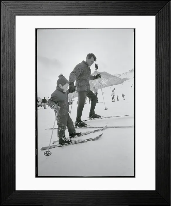 Framed Print : Bobby Kennedy Skiing with John Kennedy Jr Framed Print : Bobby Kennedy Skiing with John Kennedy Jr