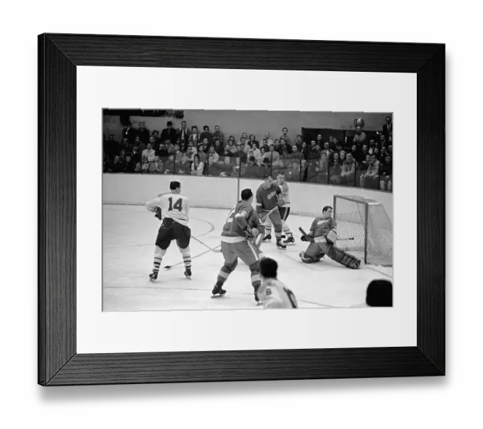 Framed Print : Gordie Howe and Others at Net Framed Print : Gordie Howe and Others at Net