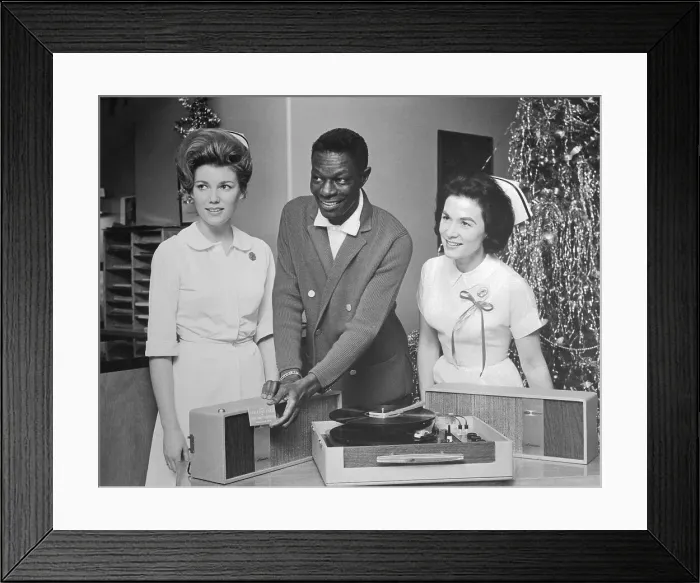 Framed Print : Nat King Cole with Two Nurses Framed Print : Nat King Cole with Two Nurses