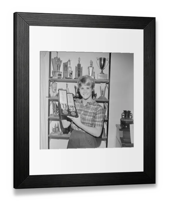 Framed Print : Donna De Varona Showing Gold Medals Framed Print : Donna De Varona Showing Gold Medals