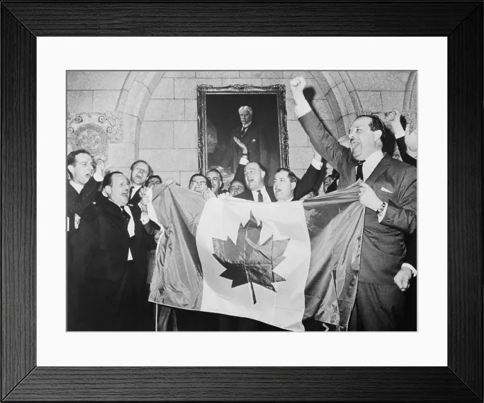 Framed Print : Quebec Members of Parliament Waving Flag Framed Print : Quebec Members of Parliament Waving Flag