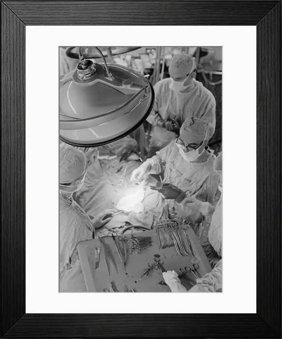 Framed Print : View of Surgery Being Performed by Michael E. DeBakey