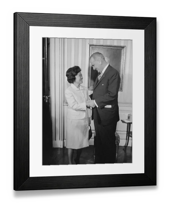 Framed Print : President Johnson Holding Hands of Patsy Mink Framed Print : President Johnson Holding Hands of Patsy Mink