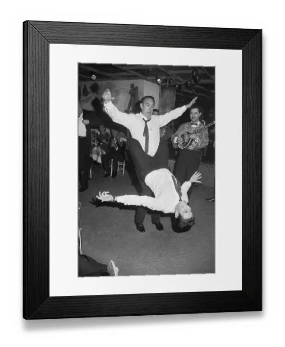 Framed Print : Anthony Quinn Dancing with Man Around Waist Framed Print : Anthony Quinn Dancing with Man Around Waist