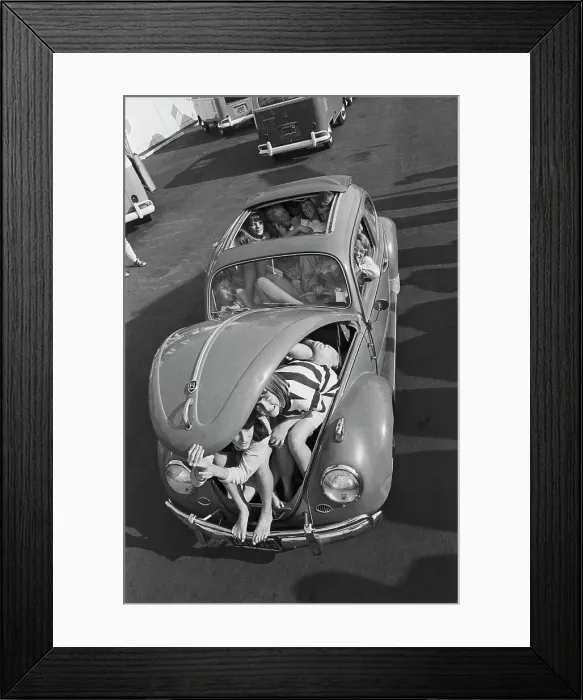 Framed Print : Students Packing Into a Volkswagen Framed Print : Students Packing Into a Volkswagen