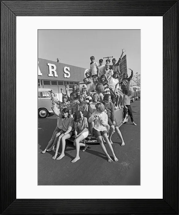 Framed Print : Kids Car Packing into a Volkswagen